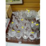 A tray of various glassware including drinking glasses, bowls etc