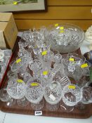 A tray of various glassware including drinking glasses, bowls etc