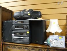 A parcel of electricals to include a Panasonic hi-fi system, Panasonic cassette player, Hitachi CD/