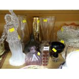 Parcel of various glassware, mainly vases, bowls, glass figure of a female