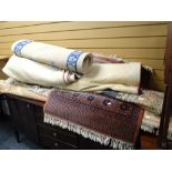 A parcel of various rugs including Chinese washed woollen & Middle Eastern-style rugs