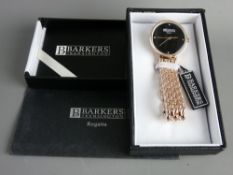 *WRISTWATCH - Barkers of Kensington new 'Regatta' black dial wristwatch in presentation case with