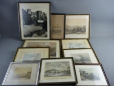 A PARCEL OF NINE SUNDRY PRINTS - historic Conwy scenes and a framed black and white photograph of
