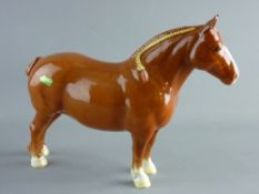 A BESWICK POTTERY SUFFOLK PUNCH HORSE titled 'Champion Hasse Dainty', chestnut colourway with