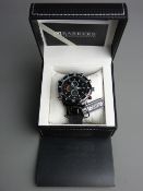 *WRISTWATCH - Barkers of Kensington new 'Premier' black wristwatch in presentation case with