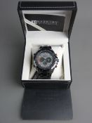 *WRISTWATCH - Barkers of Kensington new 'Mega Sport' grey wristwatch in presentation case with