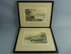 HENRY G WALKER pair of lithographs - one of the Castle Walls and Harbour with fishermen and the