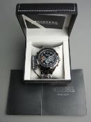 *WRISTWATCH - Barkers of Kensington new 'Mega Sport' black wristwatch in presentation case with