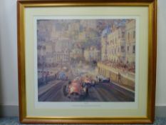 ALFREDO DE LA MARIA limited edition (669/850) print - vintage car racing scene, entitled 'Monaco