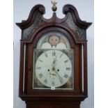 AN EARLY 19th CENTURY INLAID MAHOGANY ROLLING MOON LONGCASE CLOCK by Jameson, Ormskirk, the broken