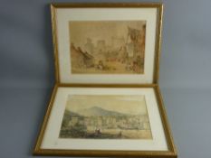 LATE 19th CENTURY ENGLISH SCHOOL watercolours, a pair - early scene of Castle Street, Conwy with