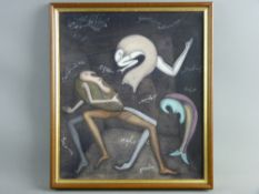 SIMON LEWTY mixed media - surrealism study titled 'Poet, Spirit, Fish-man' verso, dated 1978, signed
