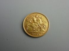 AN EDWARD VII GOLD HALF SOVEREIGN dated 1908, 4 grms