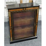 AN EBONY & WALNUT PIER-CABINET with ormolu mount decoration, 96cms high