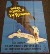 OUR MAN IN HAVANA starring Alec Guinness, original French cinema poster, 1959, folded, edge wear and