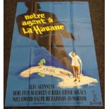 OUR MAN IN HAVANA starring Alec Guinness, original French cinema poster, 1959, folded, edge wear and