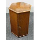 AN HEXAGONAL SINGLE-DOOR MAHOGANY NIGHT CABINET, 44cms wide