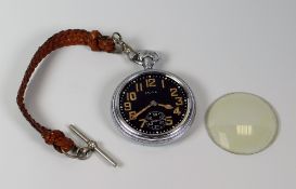 A WALTHAM POCKET WATCH with black dial, subsidiary dial, the back of the case impressed with broad