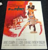 IN LIKE FLINT starring James Coburn, original French cinema poster, 1967, folded, edge wear, 157 x