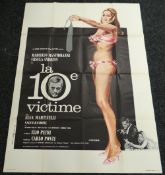 THE TENTH VICTIM starring Ursula Andress, original French cinema poster, 1965, folded, near mint