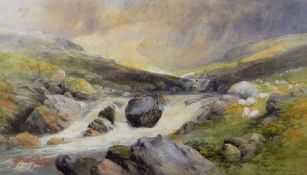 THOMAS LINDSAY (1793-1861) watercolour - fast-flowing river and sheep, inscribed bottom right 'Wilds