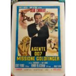 GOLDFINGER featuring Sean Connery, 1964, original Italian cinema poster, was folded now linen