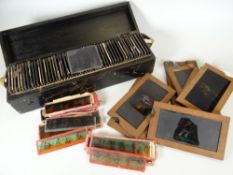 A CASED SET OF MAGIC LANTERN SLIDES, approx 50 in total and a small quantity of different slides