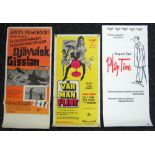 Three Swedish cinema inserts, CUL DE SAC, 1966, folded, pin holes, 70 x 32cms, OUR MAN FLINT,
