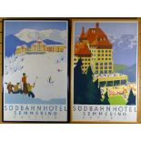 HERMANN KOSEL two coloured lithographs, printed by Christoph Reisser - resort posters for 'Sudbah