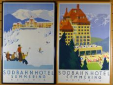HERMANN KOSEL two coloured lithographs, printed by Christoph Reisser - resort posters for 'Sudbah