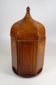 AN EDWARDIAN TREEN PAGODA STYLE SMOKER'S CABINET of hexagonal form and the finial turning to open