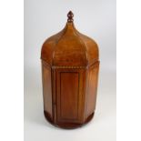 AN EDWARDIAN TREEN PAGODA STYLE SMOKER'S CABINET of hexagonal form and the finial turning to open