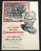 THE TEN COMMANDMENTS starring Charlton Heston, French cinema poster, 1956, folded, edge wear, 80 x