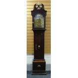A LATE EIGHTEENTH CENTURY BRASS DIAL LONGCASE CLOCK BY JOSEPH SELLER OF BATH mahogany encased and