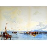 FRANK WASLEY (1848 - 1934) watercolour - entitled verso 'Venice Lagoon', signed, 27 x 36cms