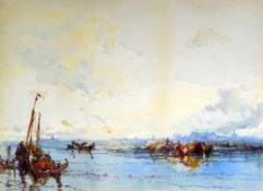 FRANK WASLEY (1848 - 1934) watercolour - entitled verso 'Venice Lagoon', signed, 27 x 36cms