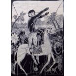 C PENN artist's proof monochrome print - entitled 'Man on a White Horse', signed, 69 x 47cms