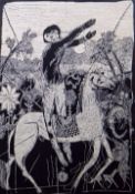 C PENN artist's proof monochrome print - entitled 'Man on a White Horse', signed, 69 x 47cms