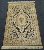 BROWN GROUND RUG WITH RAISED FLORAL PATTERN, 158 x 234cms