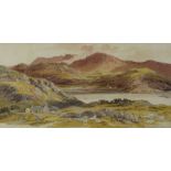 BRITISH EARLY NINETEENTH CENTURY pencil and watercolour - North Wales mountains with cottage, cattle