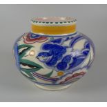 A POOLE POTTERY 'BLUE BIRD' PATTERN VASE decorated by Truda Adams, circa 1930, 9.75cms high