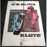 KLUTE starring Jane Fonda, original French cinema poster, 1971, folded, near mint condition, 157 x