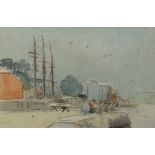 ATTRIBUTED TO DUGALD SUTHERLAND MACCOLL (1859-1949) watercolour - seated figures in a harbour with