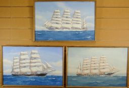 PELHAM JONES watercolours, set of three - portraits of three sailing ships being the German-built