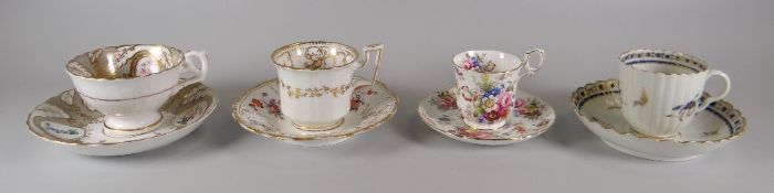 FOUR VARIOUS ENGLISH PORCELAIN CUPS & SAUCERS Provenance: The Estate of Paul Rees FRSA, former
