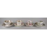 FOUR VARIOUS ENGLISH PORCELAIN CUPS & SAUCERS Provenance: The Estate of Paul Rees FRSA, former