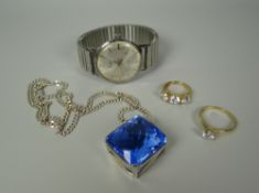 A PARCEL OF JEWELLERY including vintage watch, two rings etc