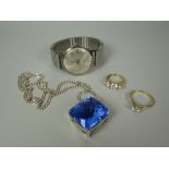 A PARCEL OF JEWELLERY including vintage watch, two rings etc