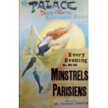 AN 1895 THEATRE POSTER for the impresario Mr Charles Morton's 'Les Minstrels Parisiens' at The