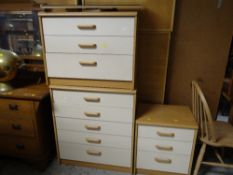 Parcel of lightwood & painted late twentieth century Stag bedroom furniture
